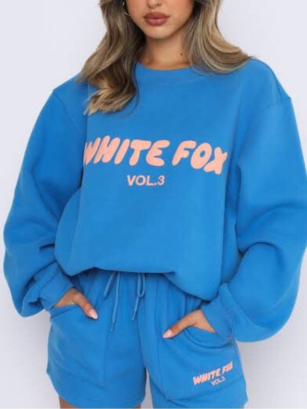 White Fox Azure Hoodie blue & pink crew neck vol.3 size small